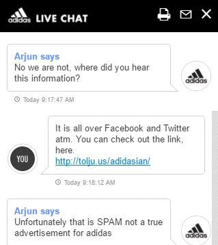 live chat adidas